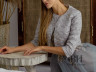 Gray cape with 3/4 sleeves "Taya"