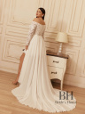 Short wedding dress with sleeves and removable skirt "Anisa"