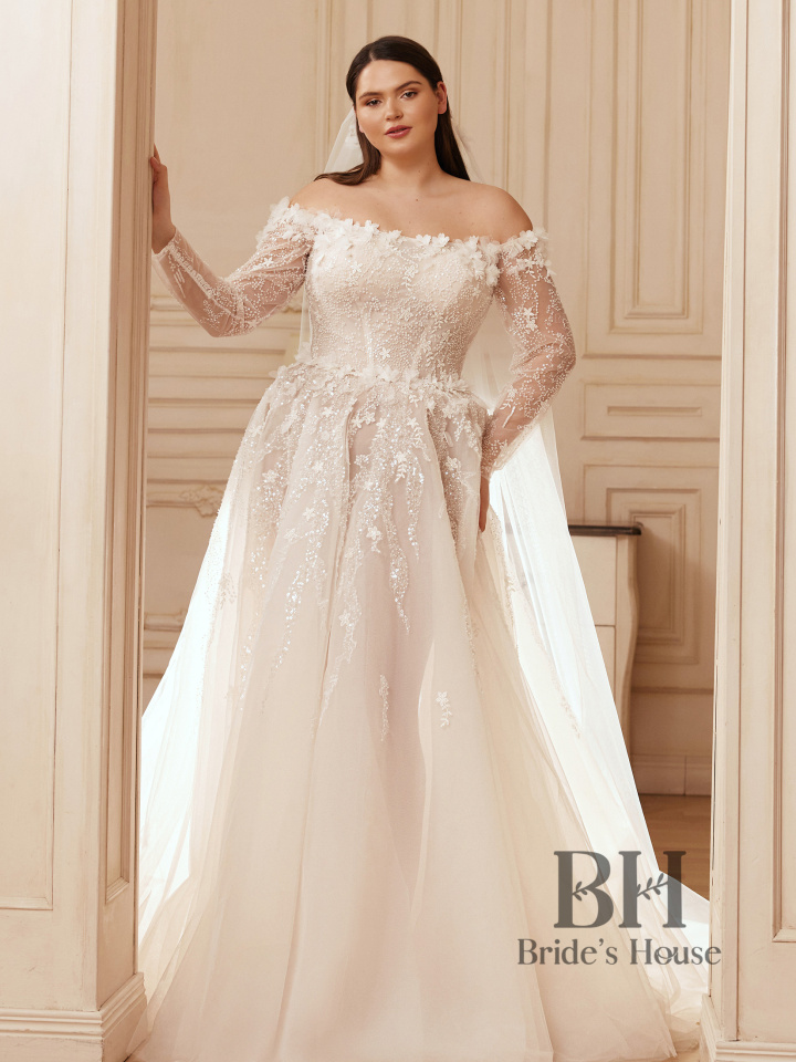 A-line wedding dress with open shoulders "Demi"
