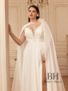Lightweight chiffon dress with train and cape "Lito"