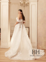 Lightweight wedding dress with train and 3D flowers "Lotos"