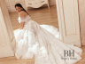 Lightweight wedding dress with train and 3D flowers "Lotos"