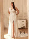 Lightweight chiffon dress with train and cape "Magnolia"
