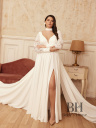 Chiffon wedding dress with lace sleeves "Olivia"