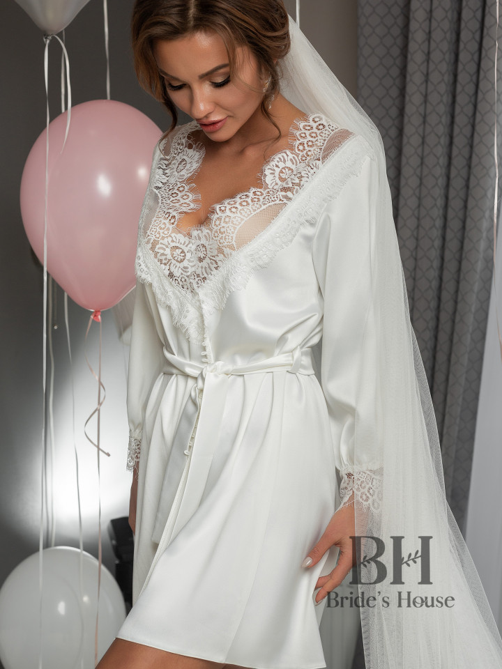 Elegancki szlafrok ślubny krótki "Sophie"