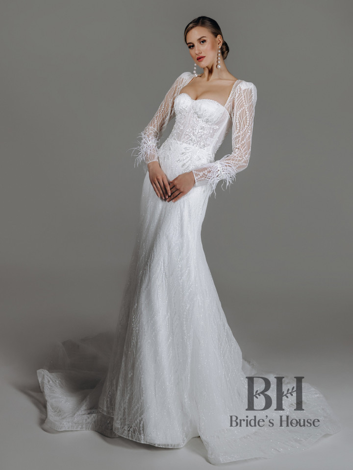 Mermaid wedding dress with sleeves "Lilia"