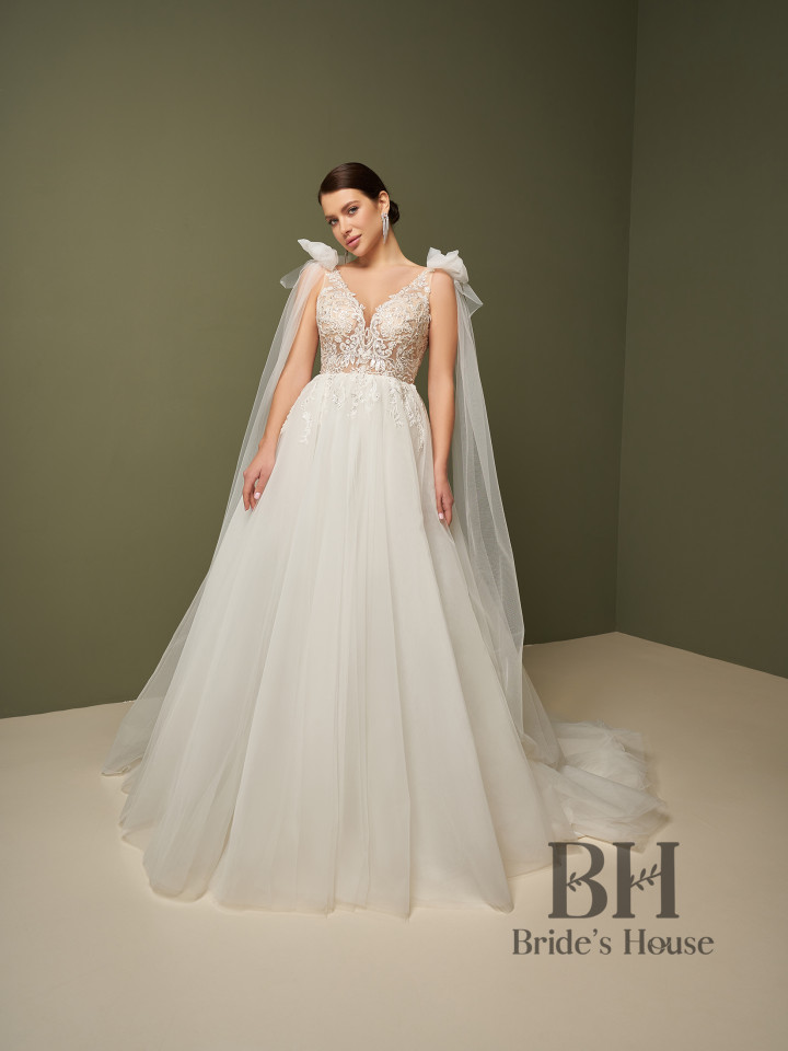 Nude dress with translucent corset "Zarina"