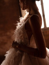 Wedding dress with 3D flowers and feathers “Maya”