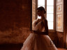 Wedding dress with 3D flowers and feathers “Maya”