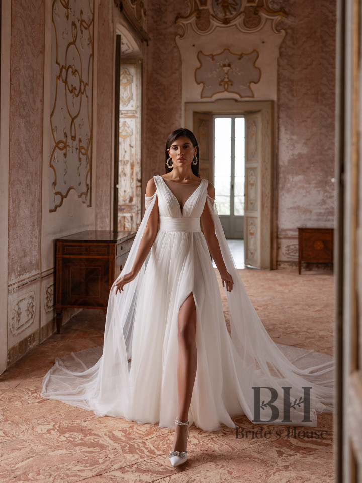 Wedding dress with draped corset “Sunshine”