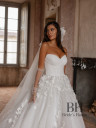 Stylish wedding dress decorated with 3D flowers "Valentino"